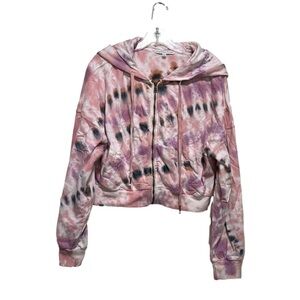 YOUNG Fabulous & Broke Women’s Tie Dye Cropped Hoodie Full Zip Sz Large